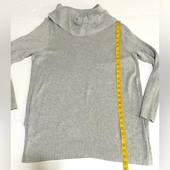 Crown & Ivy Womens OX Solid Gray Gray Long Sleeve Cowl Neck Sweater Cabincore - Picture 9 of 12